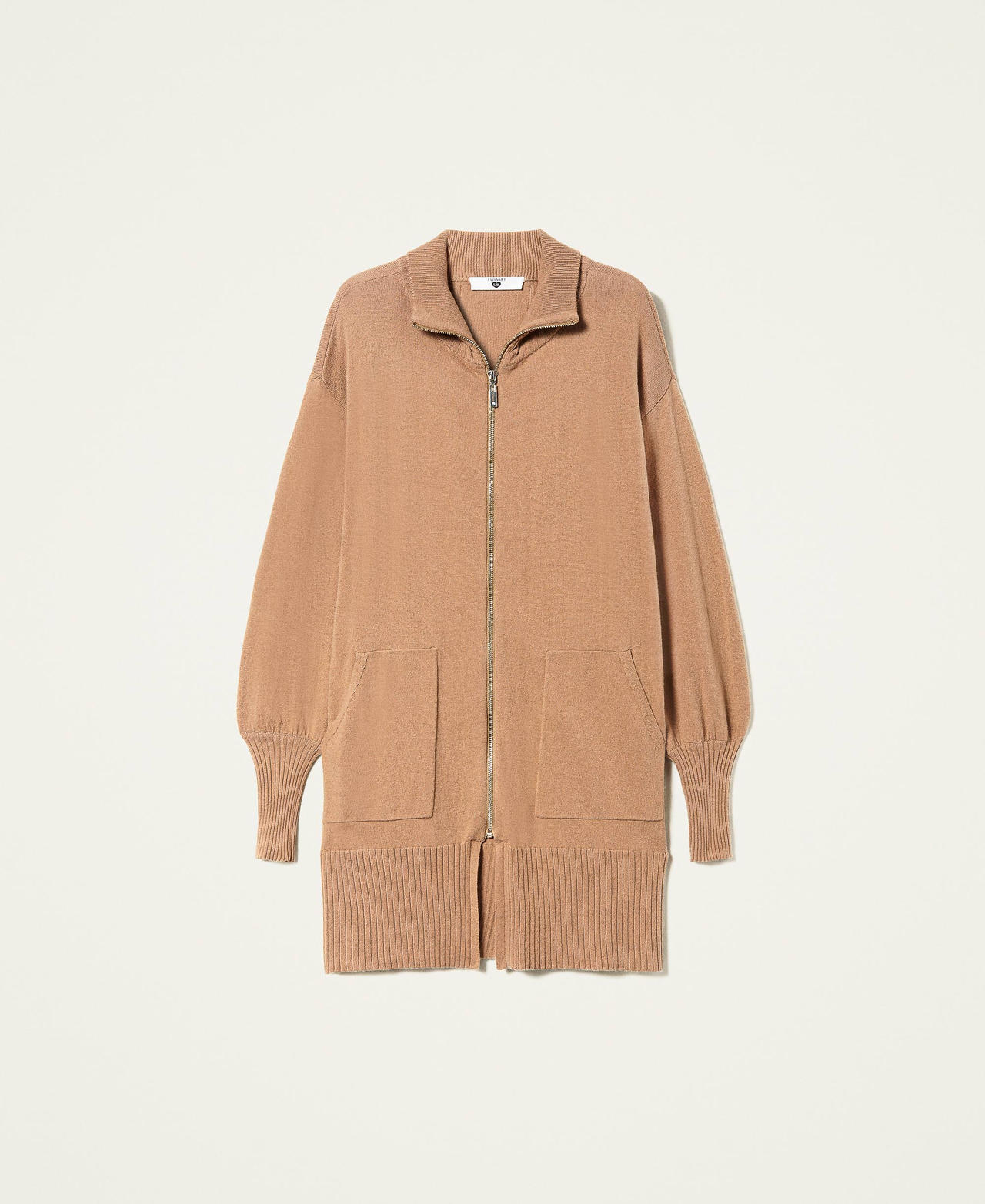 Wool blend cardigan with zip