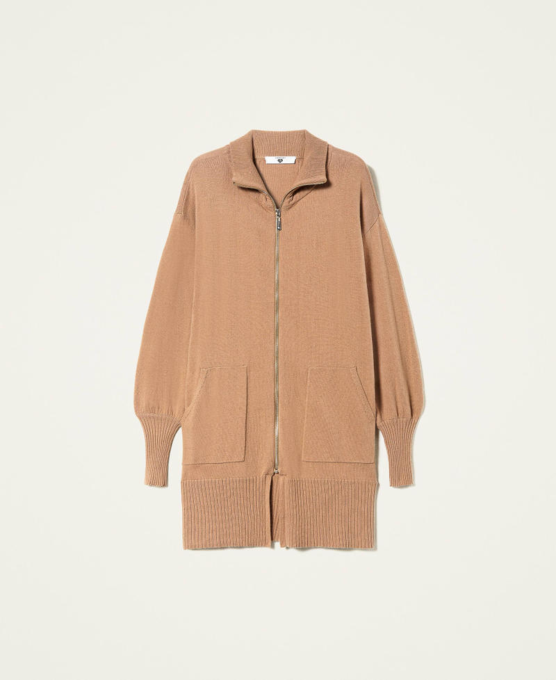 Wool blend cardigan with zip