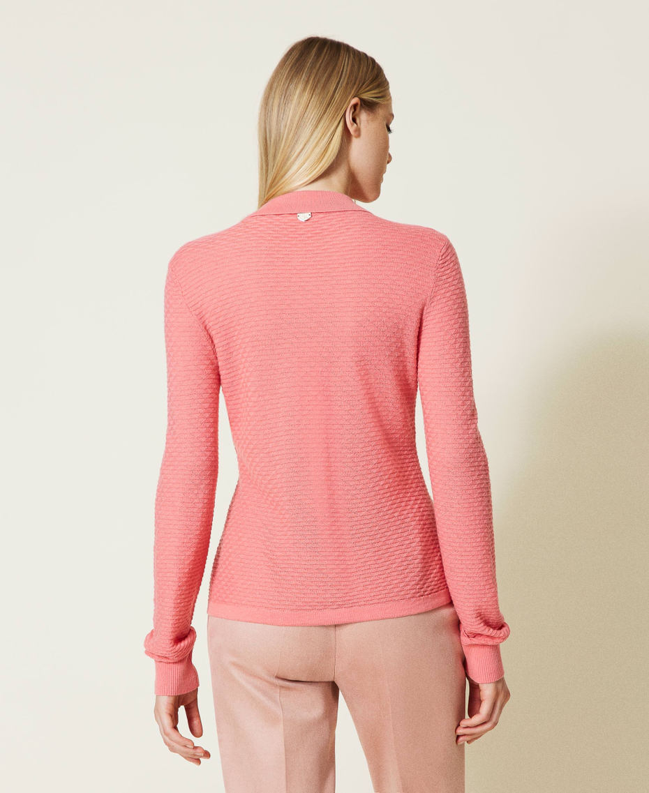 Wool blend shirt cardigan "Tea Rose” Pink Woman 222LI35SS-04