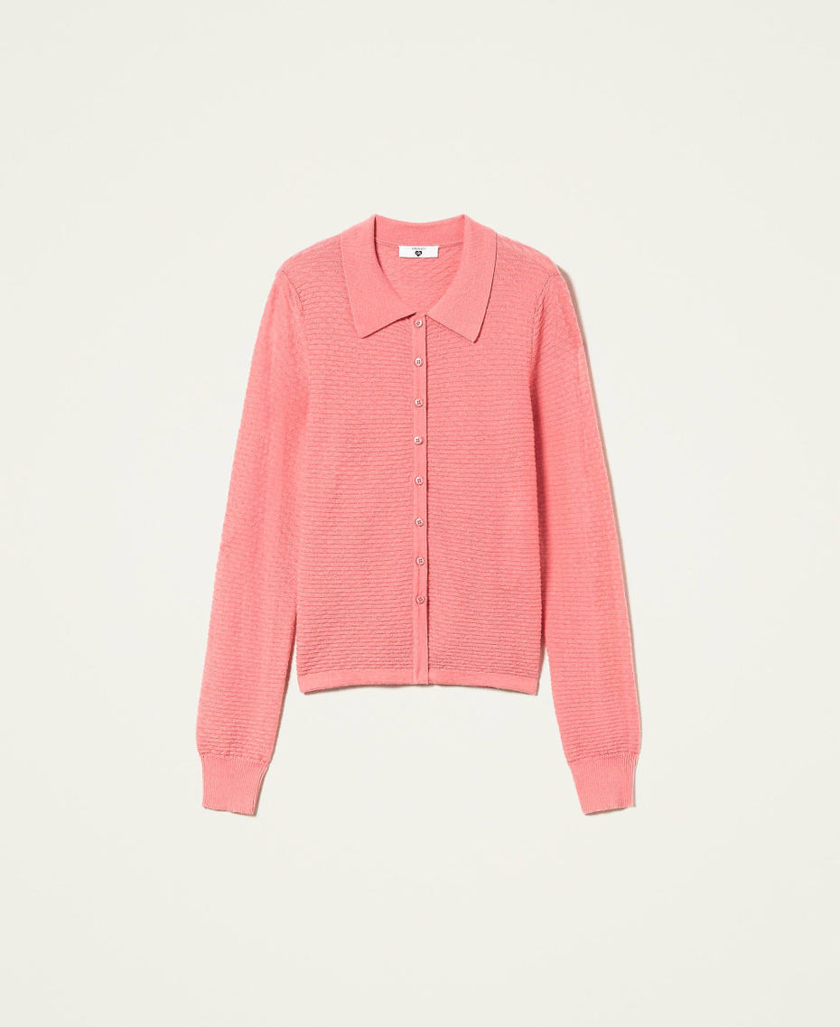 Кардиган-рубашка из смесовой шерсти Розовый "Чайная роза" женщина 222LI35SS-0S