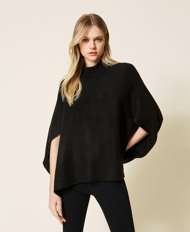 Mantella in maglia a collo alto Donna, Nero | TWINSET Milano