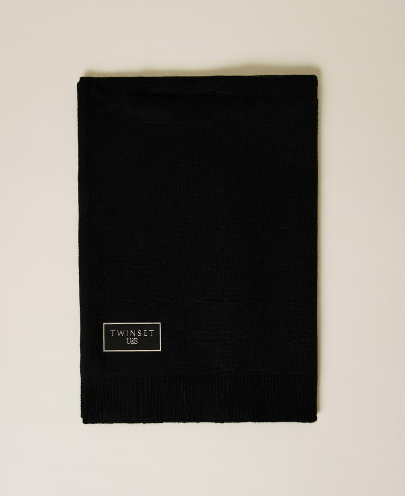 Écharpe en maille avec patch siglé Noir Femme 222LI4WHH-01