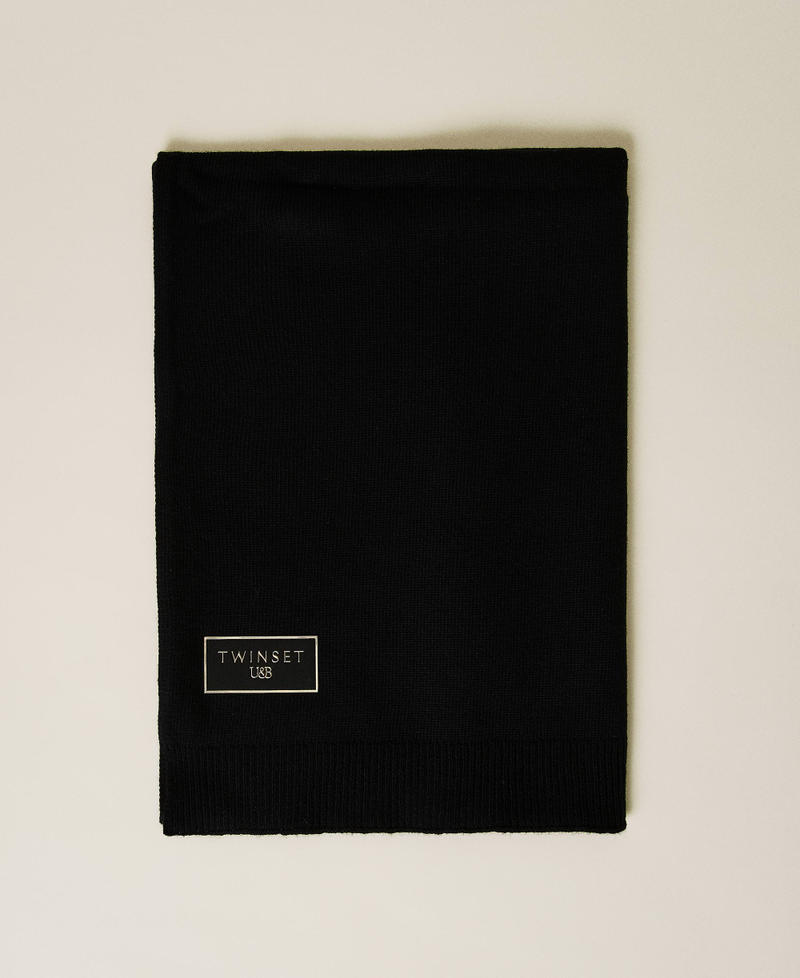 Écharpe en maille avec patch siglé Noir Femme 222LI4WHH_00006_01