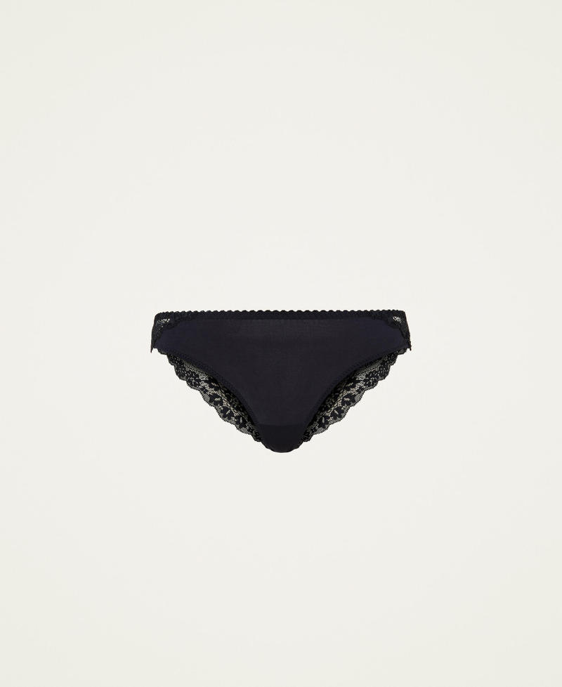Slip br&eacute;silien en charmeuse avec dentelle