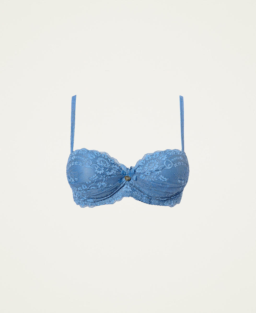 Lace bandeau bra Woman, Blue | TWINSET Milano
