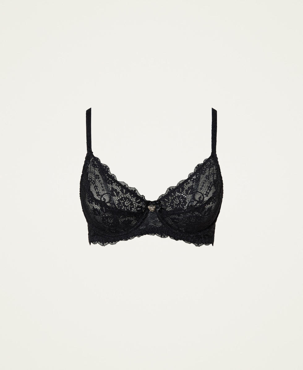 Underwired lace bra Woman, Black