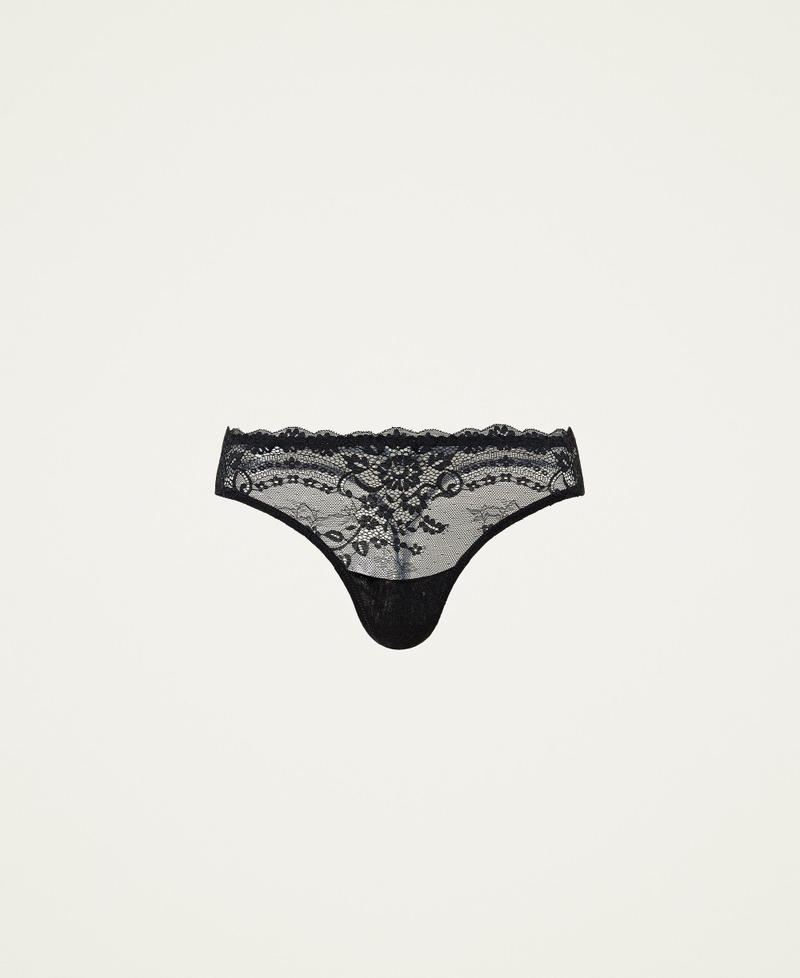 Lace and tulle G-string Black Woman 222LI6A88-0S