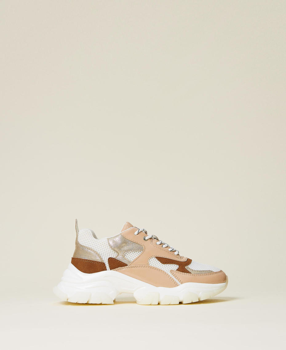 Colour block trainers with logo Multicolour Butter / "African" Beige / Gold Woman 222LIPZBB-01