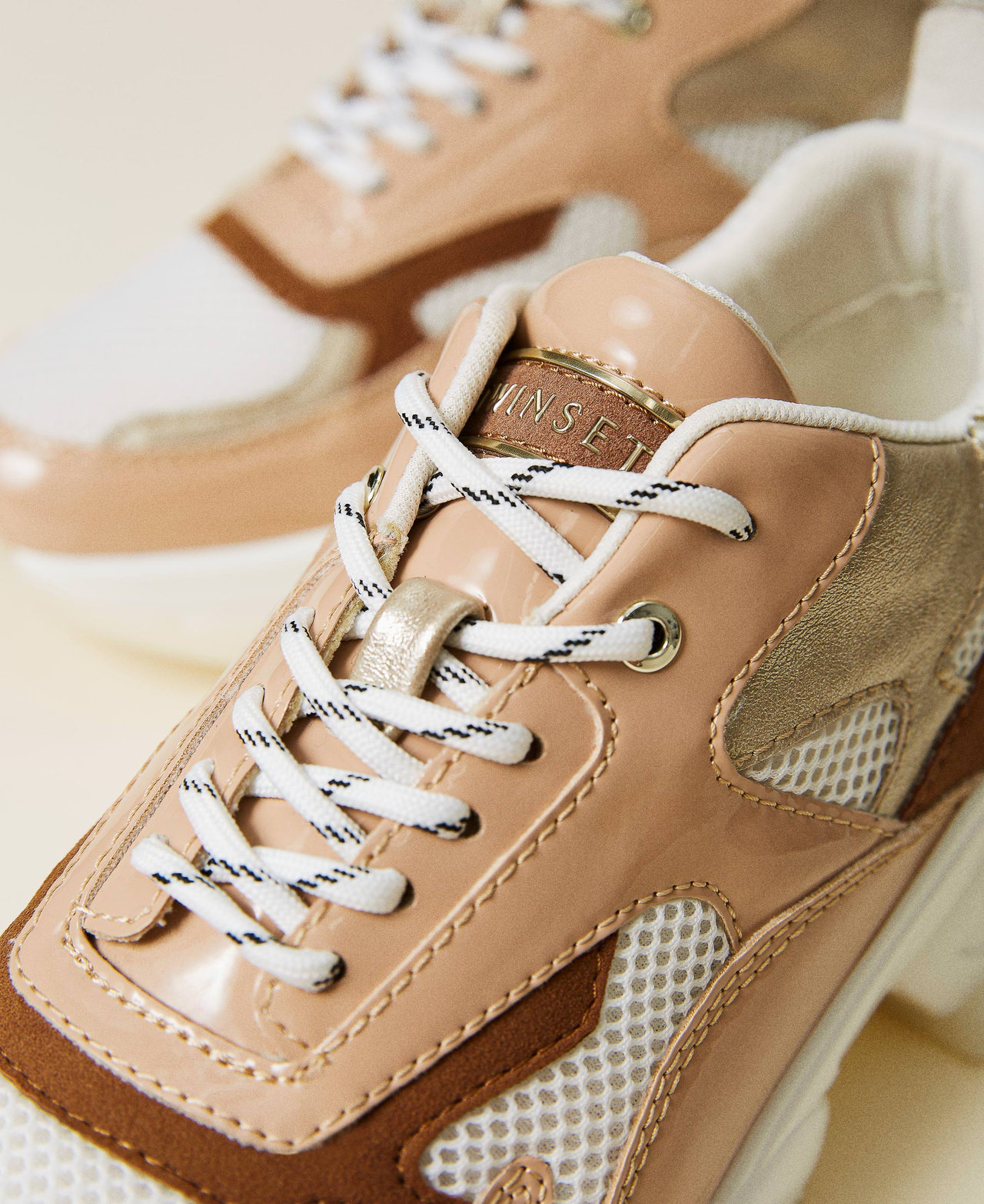 Colour block trainers with logo Woman Beige TWINSET Milano