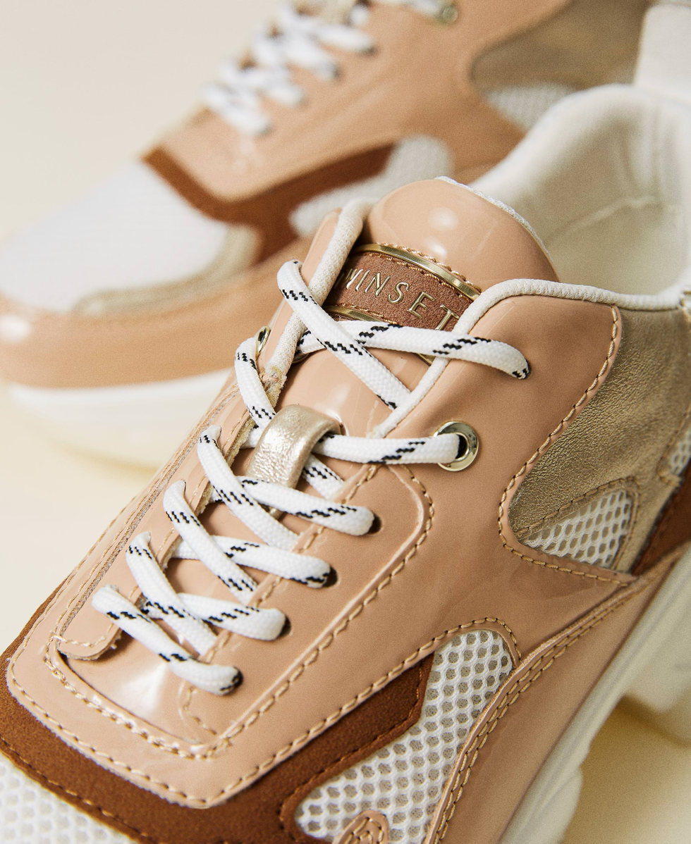 Colour block trainers with logo