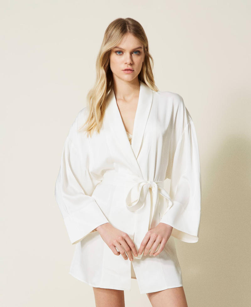 Bata kimono de raso Blanco Sugar Mujer 222LL2FHH-01