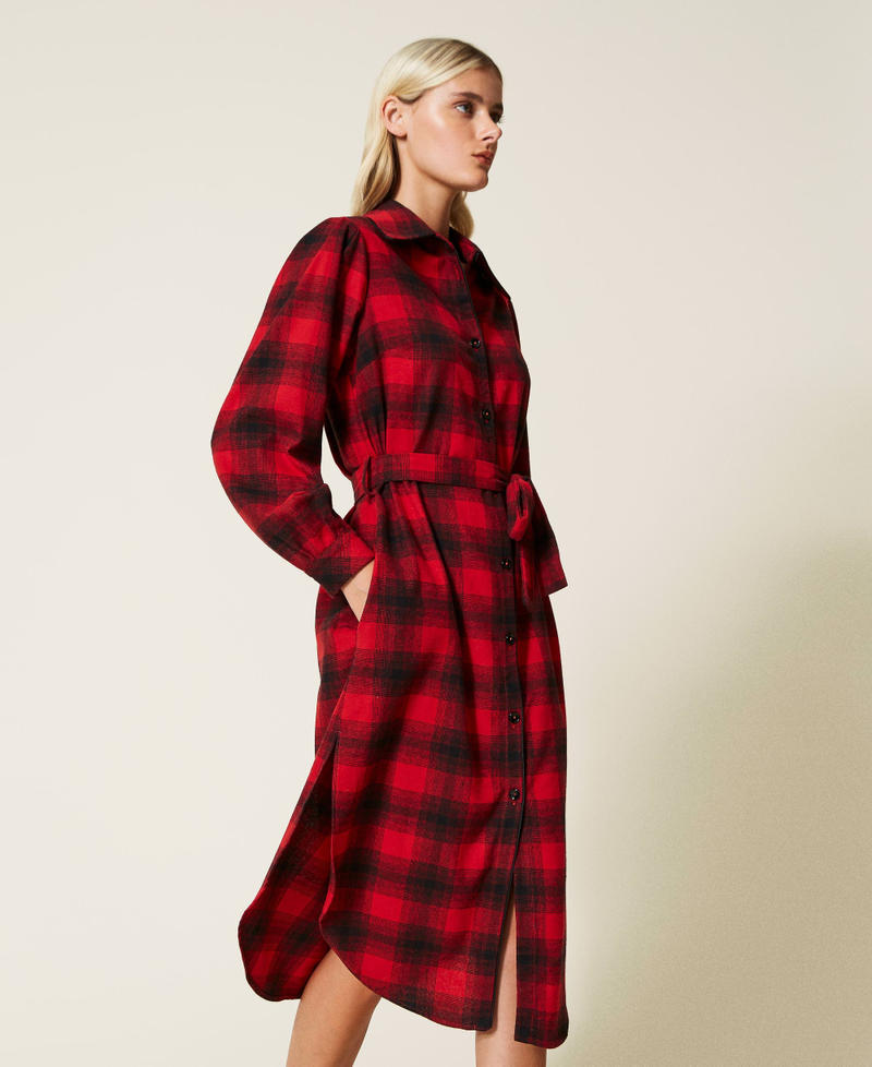 Robe chemisier ?� carreaux Femme, Rouge | TWINSET Milano