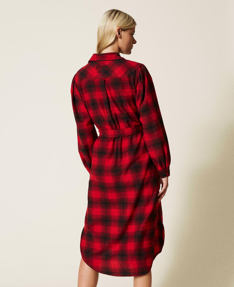 Vestido camisero con diseño de cuadros Check Rojo Ardiente / Negro Mujer 222LL2G11-03