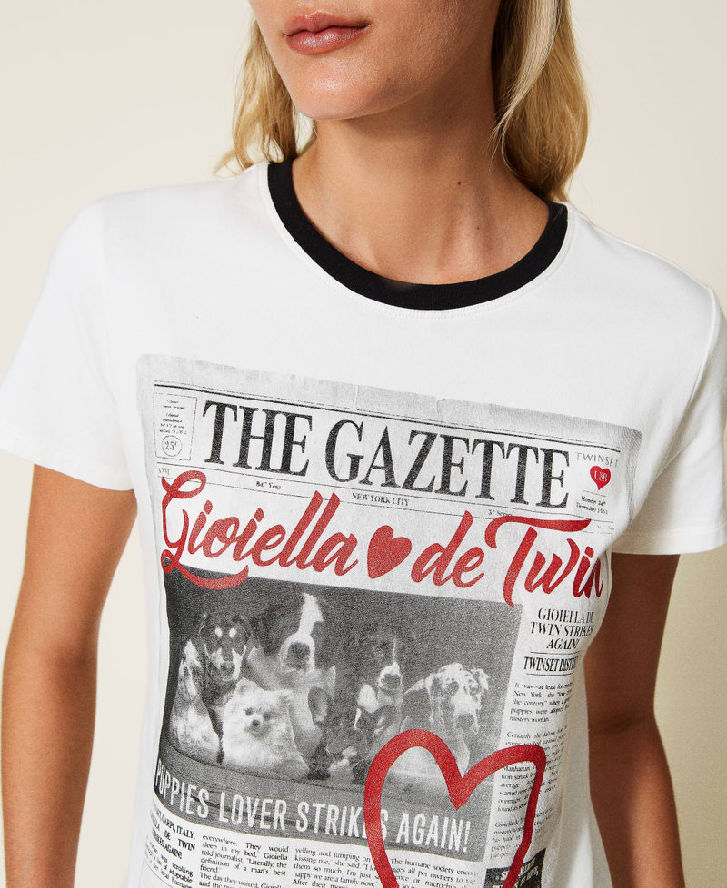 T-shirt con stampa glitter Bianco Sugar Donna 222LL2G22-01