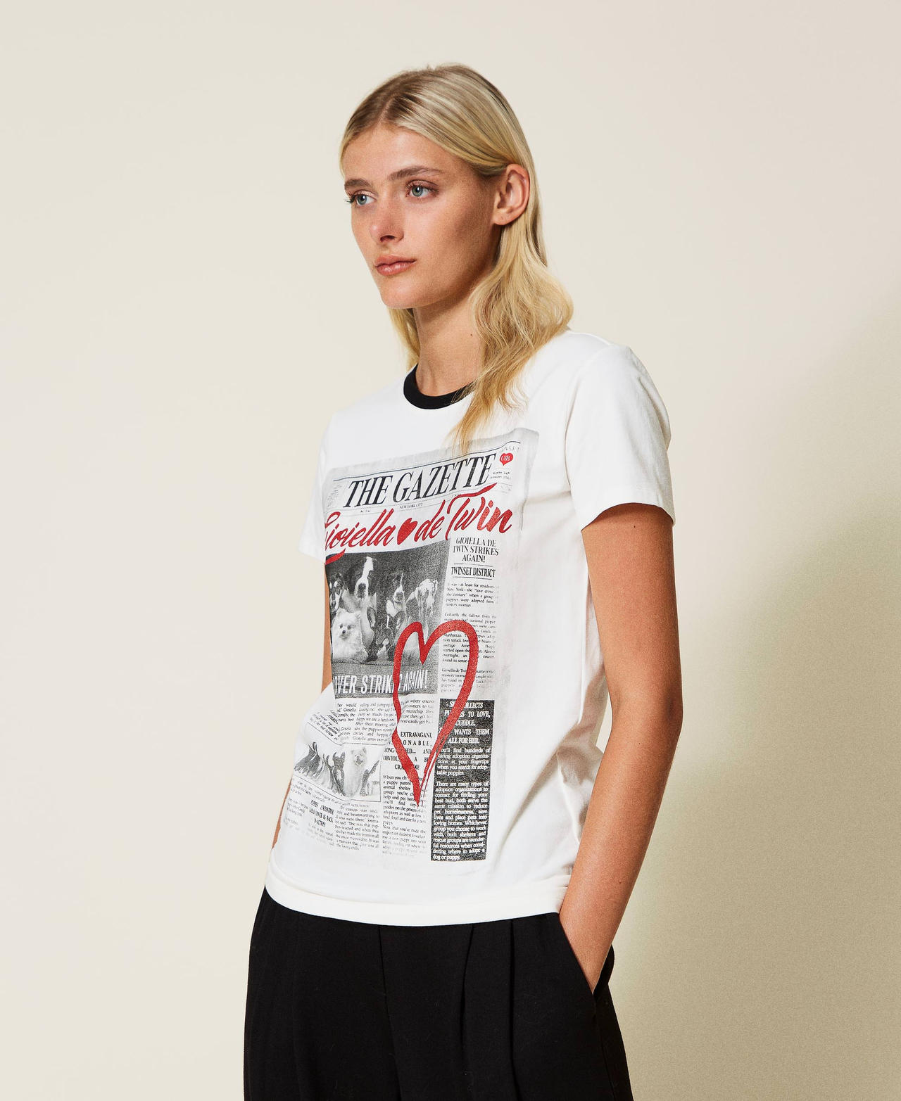 T-shirt with glitter print Sugar White Woman 222LL2G22-02
