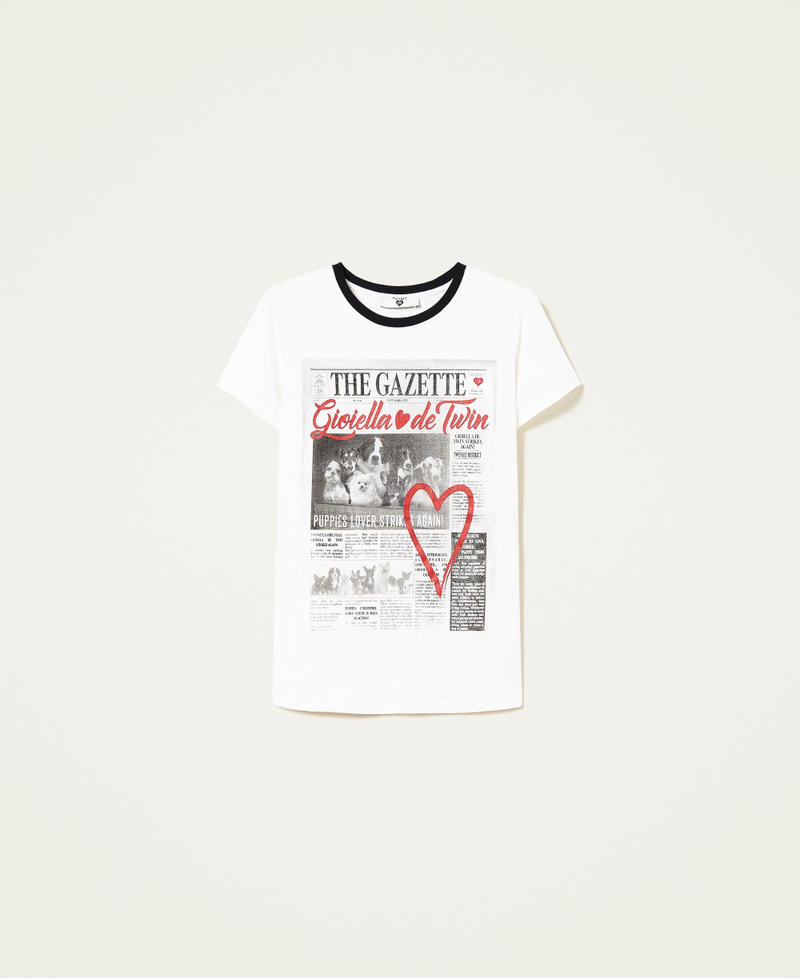 T-shirt con stampa glitter Bianco Sugar Donna 222LL2G22-0S