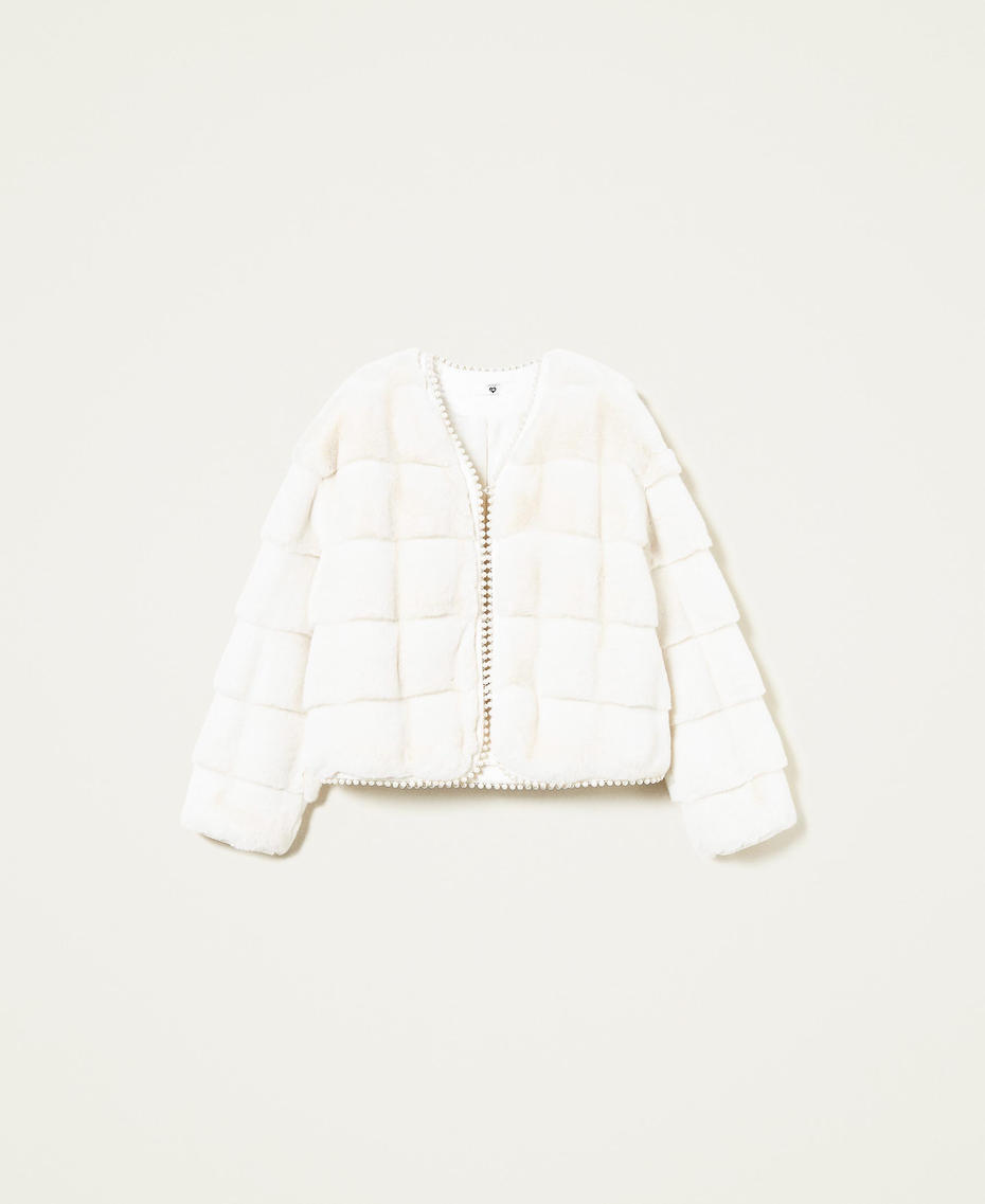 Giacca in faux fur con perle
