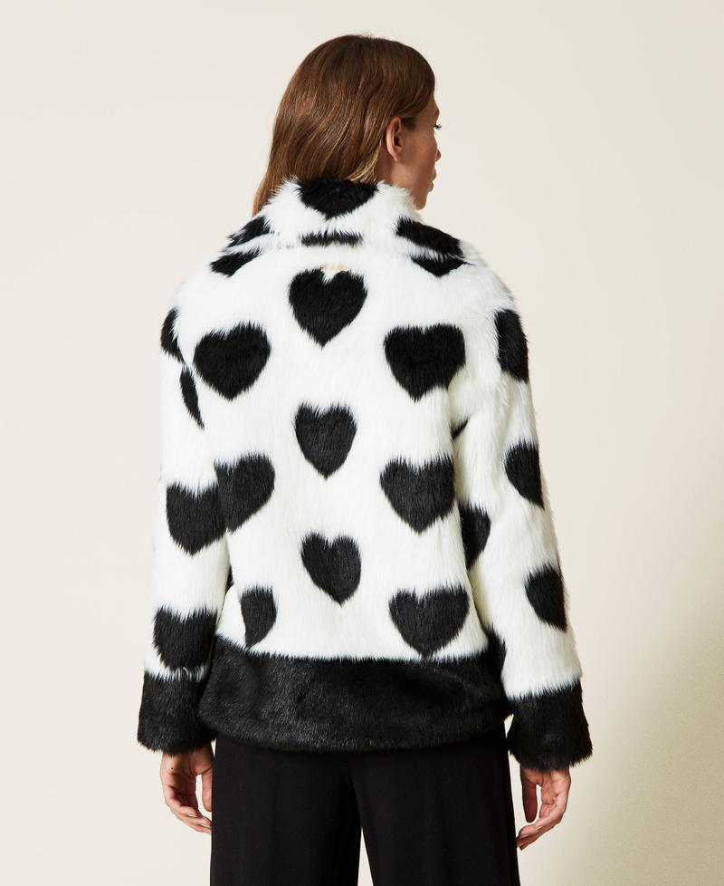 Faux fur jacket with hearts