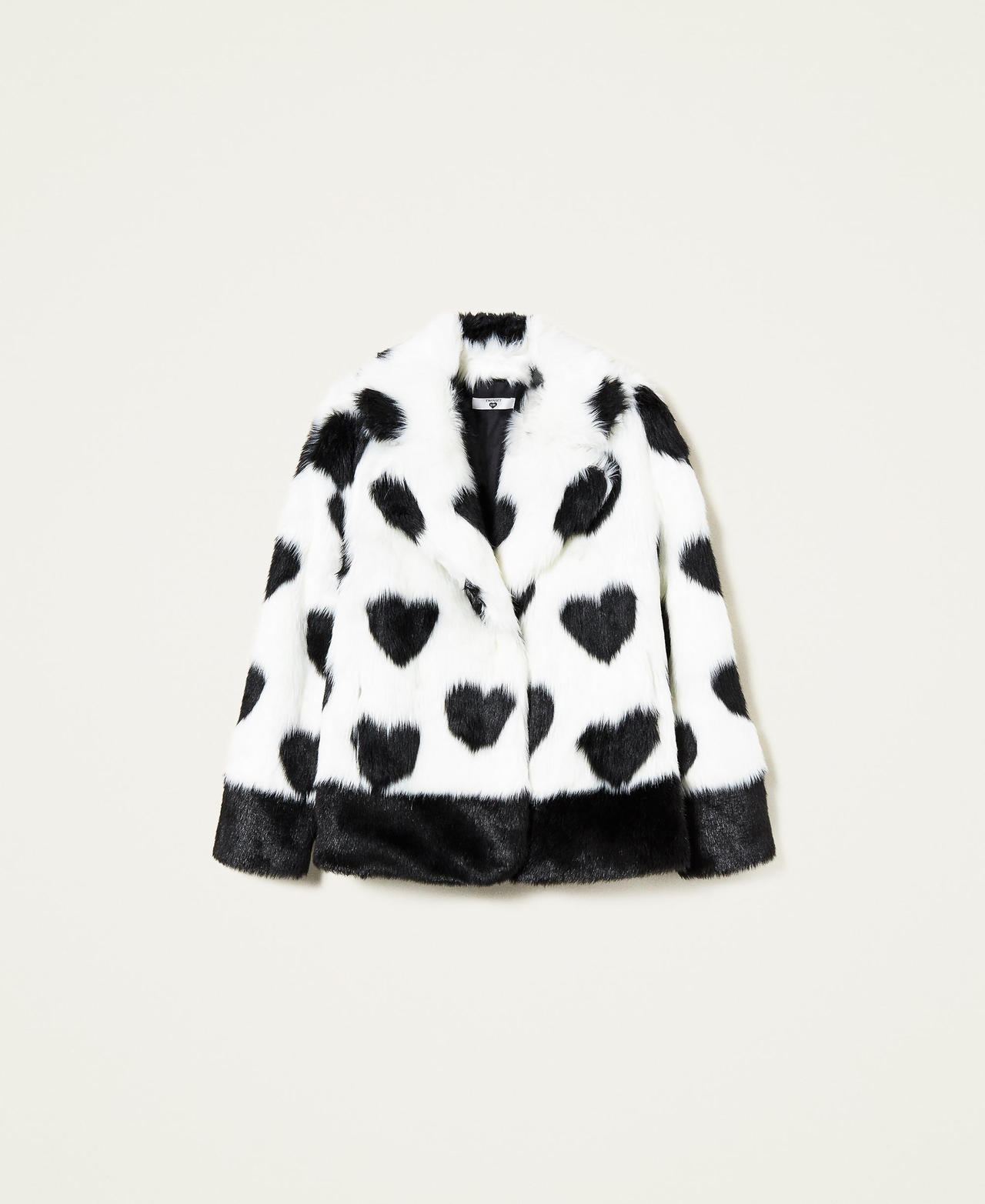 Faux fur jacket with hearts