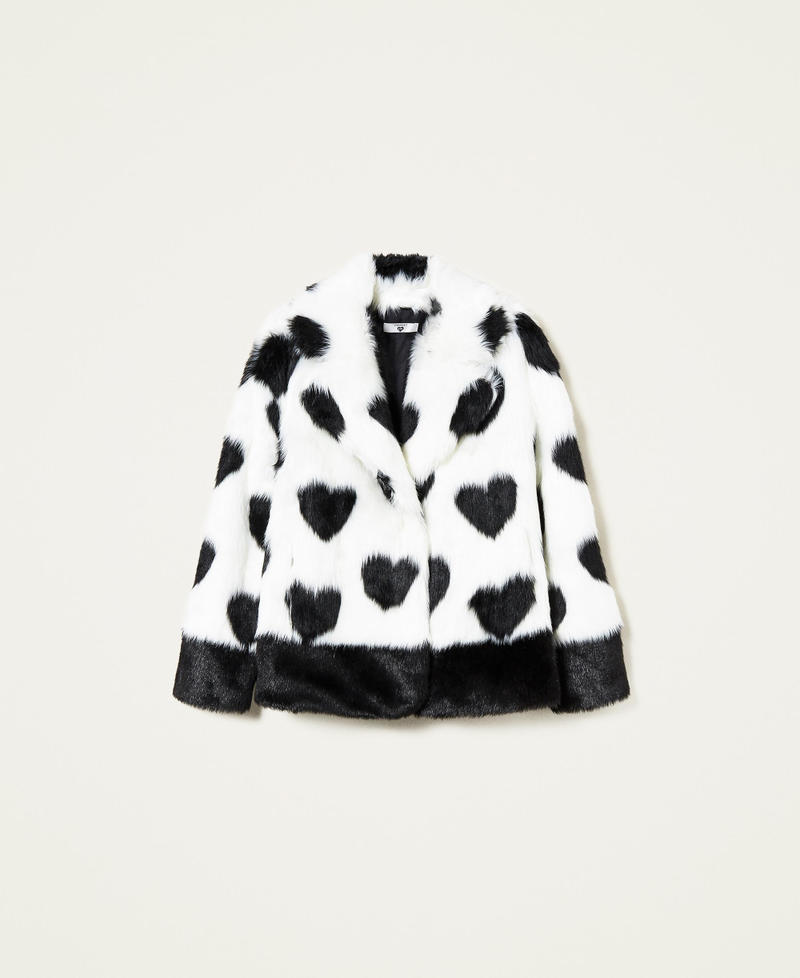 Faux fur jacket with hearts