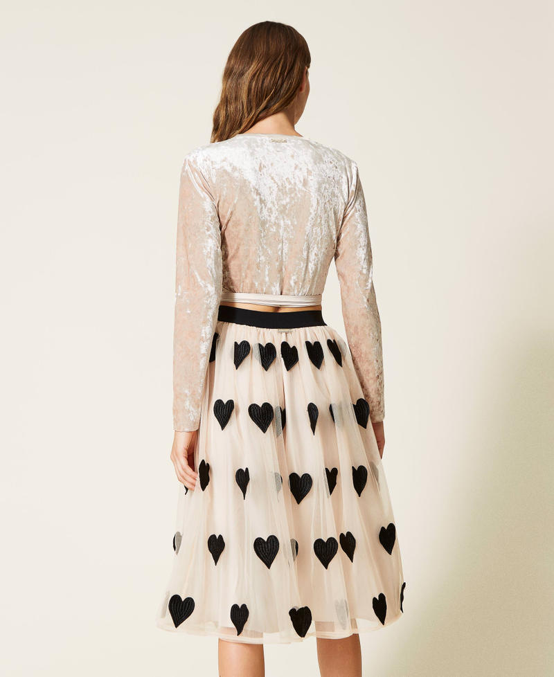 Easyoyo Gonna Midi In Tulle Con Ricamo Floreale 3D - Vita Alta Elastica - Taglia Unica (S-XL)