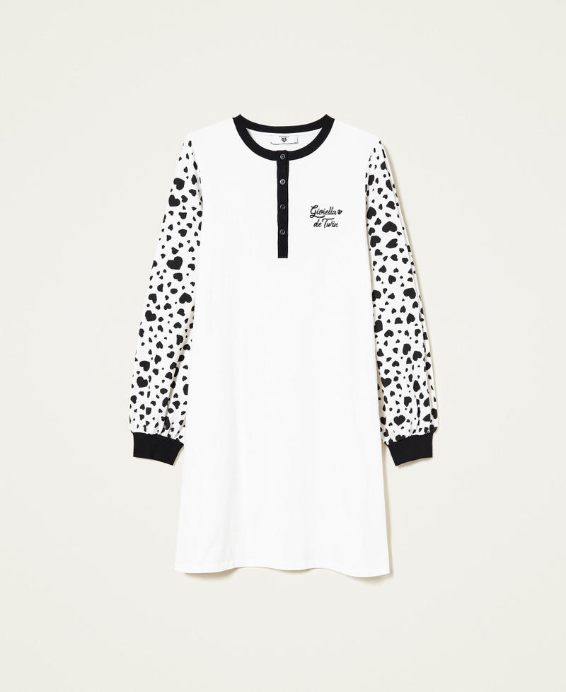 Camicia da notte con stampa cuori e logo