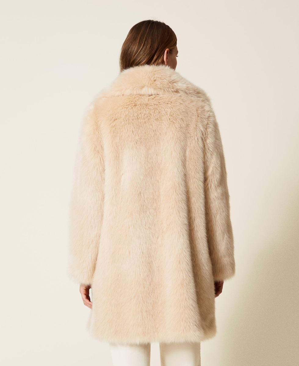 Light beige faux fur coat new arrivals