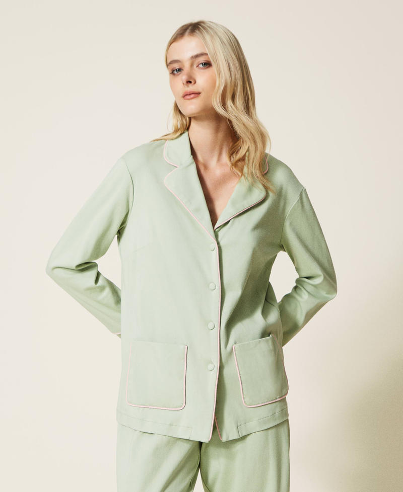 Mannish pyjamas with contrasting details "Laurel" Green Woman 222LL2JAA-04