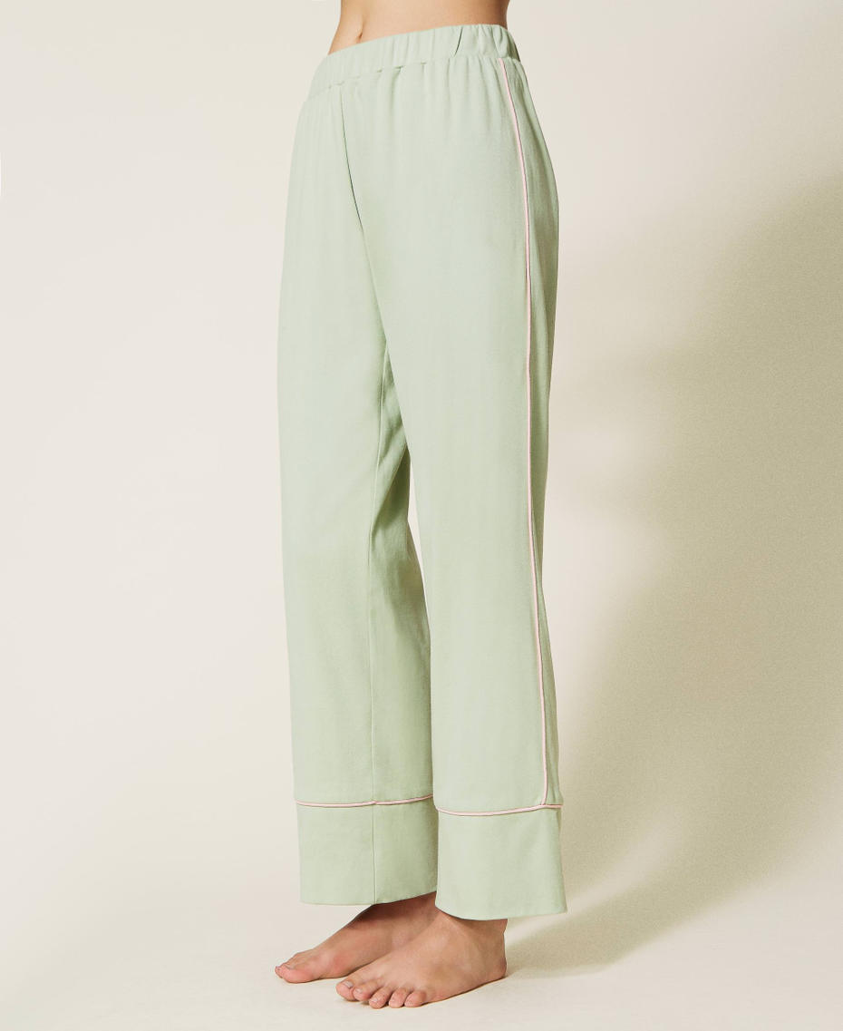 Mannish pyjamas with contrasting details "Laurel" Green Woman 222LL2JAA-05