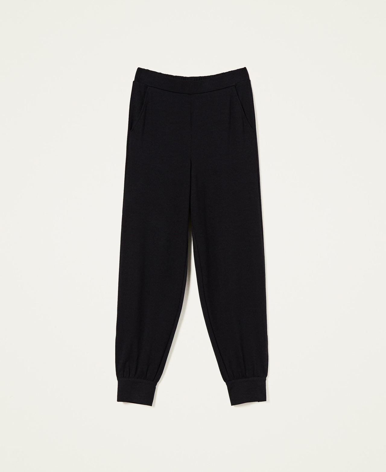 Plush fabric joggers with buttons