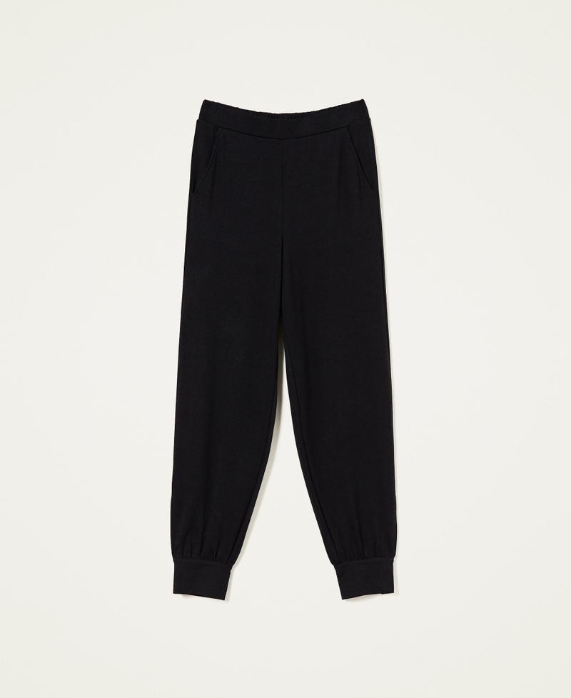 Plush fabric joggers with buttons