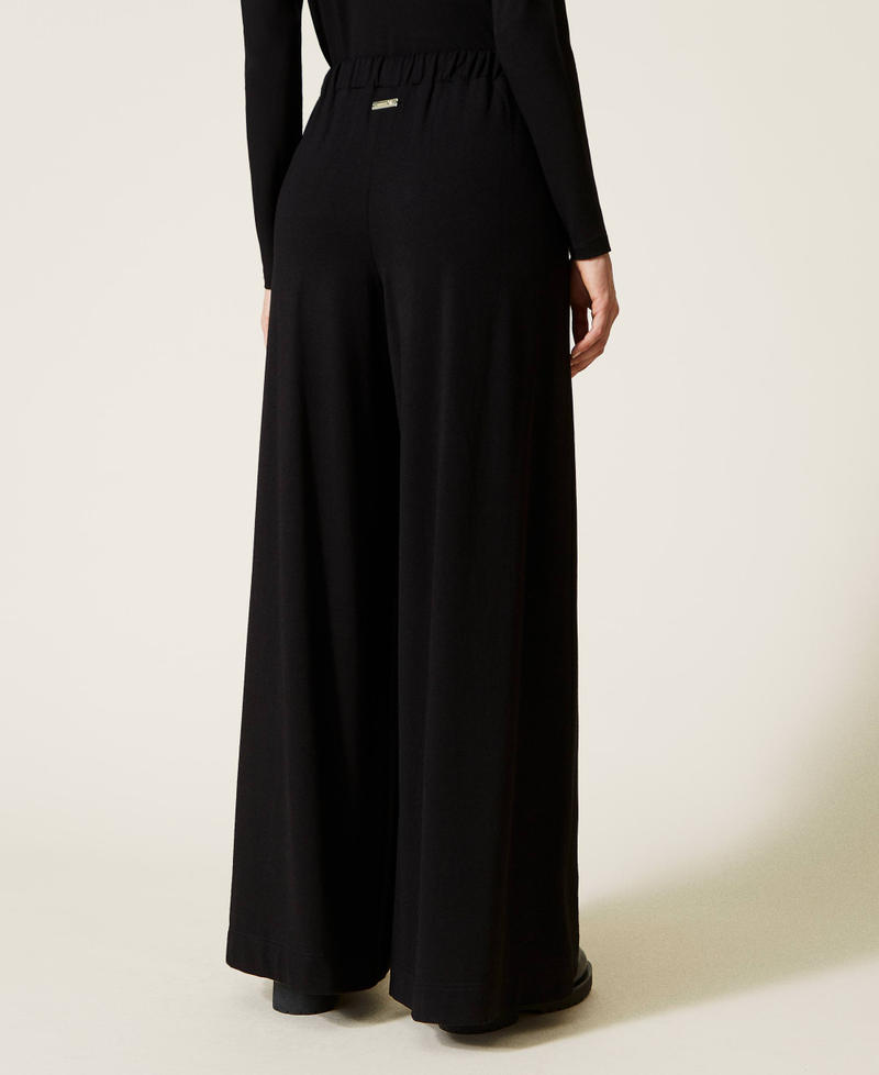 with pleats Woman, TWINSET Black Milano fabric trousers Plush palazzo |
