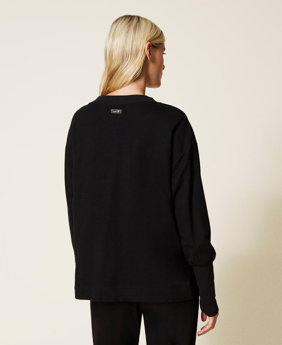 Sweatshirt with fringes and studs Black Woman 222LL2SCC_00006_04
