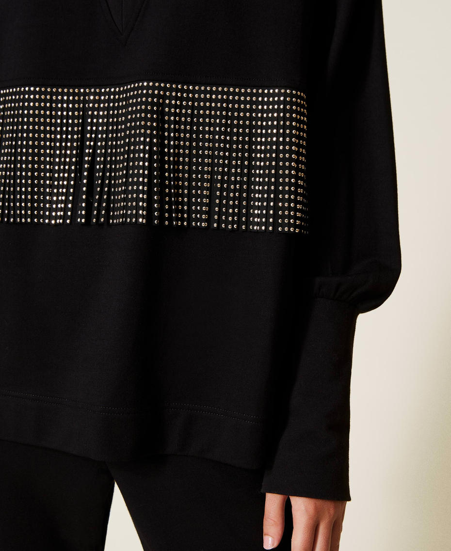 Sweatshirt with fringes and studs Black Woman 222LL2SCC_00006_05