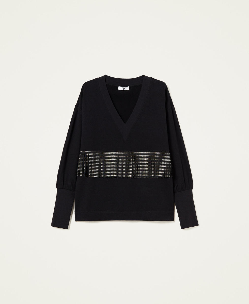 Sweatshirt mit Fransen und Nieten