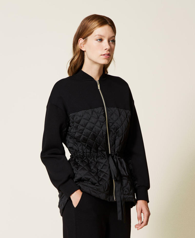 Giacca in tessuto scuba e raso Nero Donna 222LL2TDD_00006_01