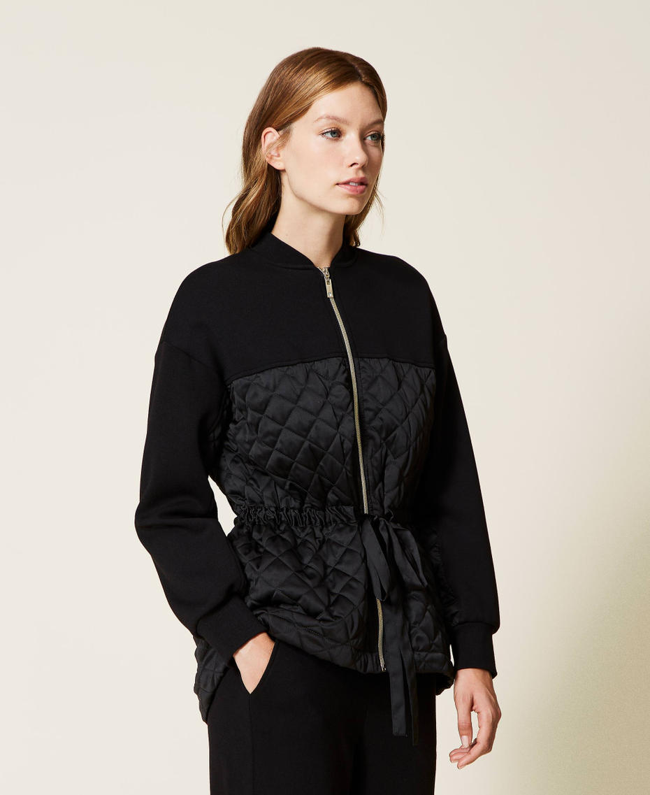 Giacca in tessuto scuba e raso Nero Donna 222LL2TDD_00006_01