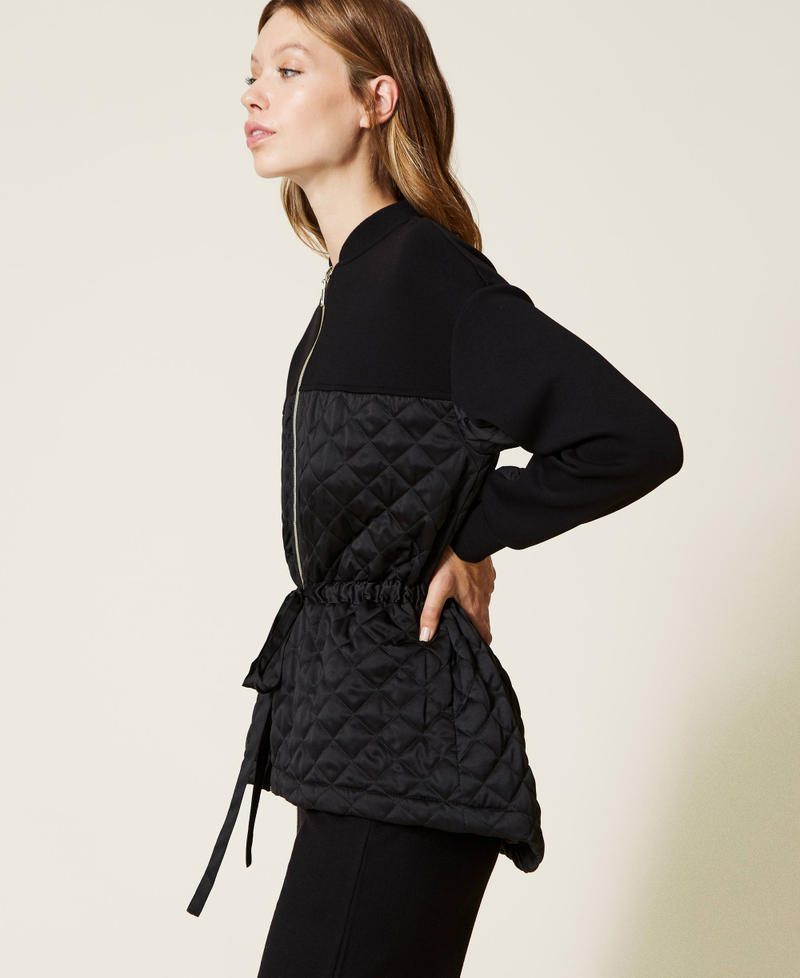 Giacca in tessuto scuba e raso Nero Donna 222LL2TDD_00006_02