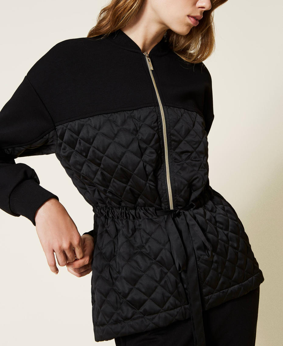 Giacca in tessuto scuba e raso Nero Donna 222LL2TDD_00006_04