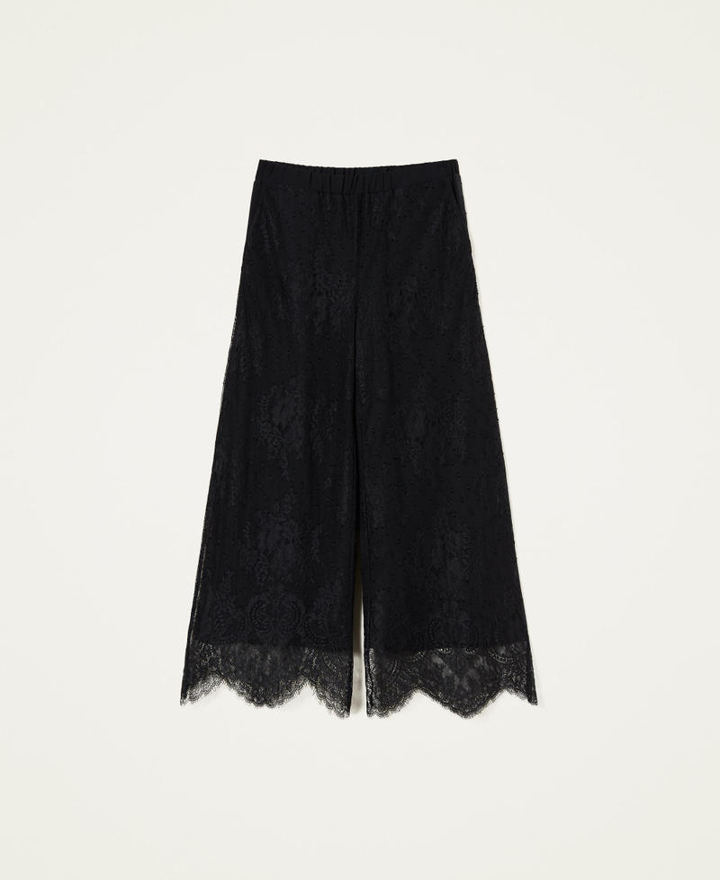 Pantaloni cropped in pizzo r&eacute;brod&eacute;