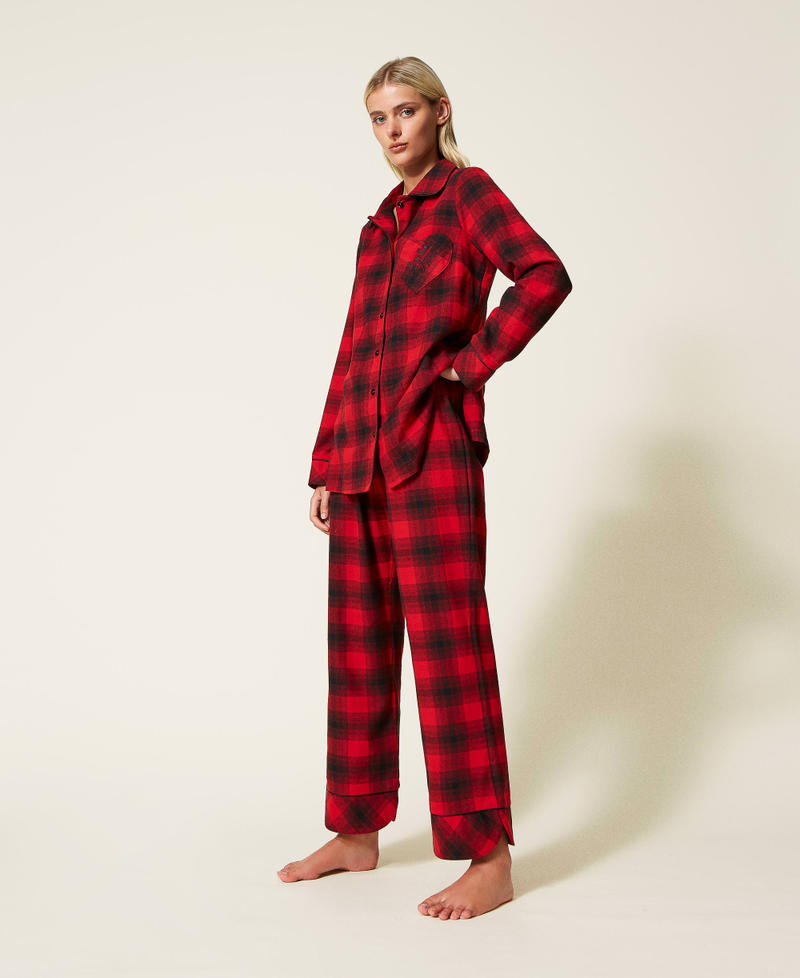Pyjama Normann Femme à Manches Longues | Haut à Motif étoiles Et Pantalon à Carreaux | Poignets Confort | Disponible En Grandes Tailles
