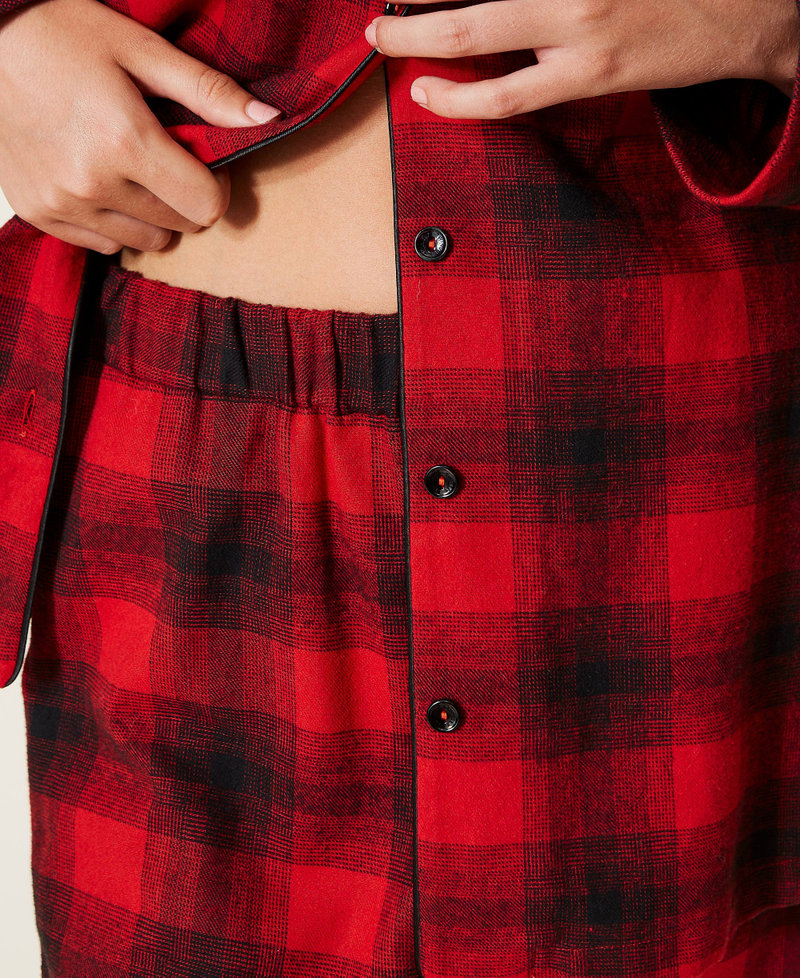 Pyjama long avec motif à carreaux Carreau Rouge Ardent/Noir Femme 222LL2XBB-06