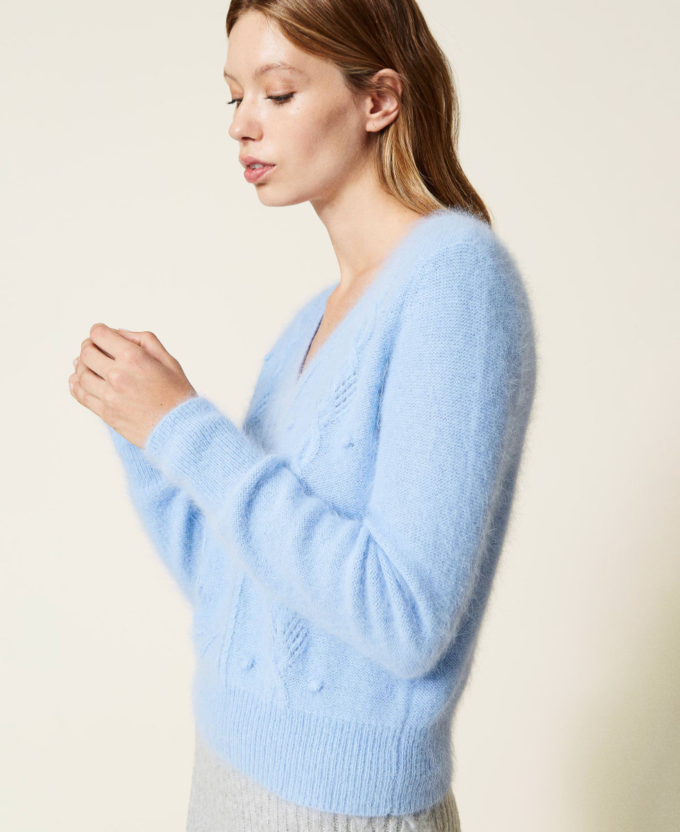 Angora blend jumper with cable knit Woman Purple TWINSET Milano