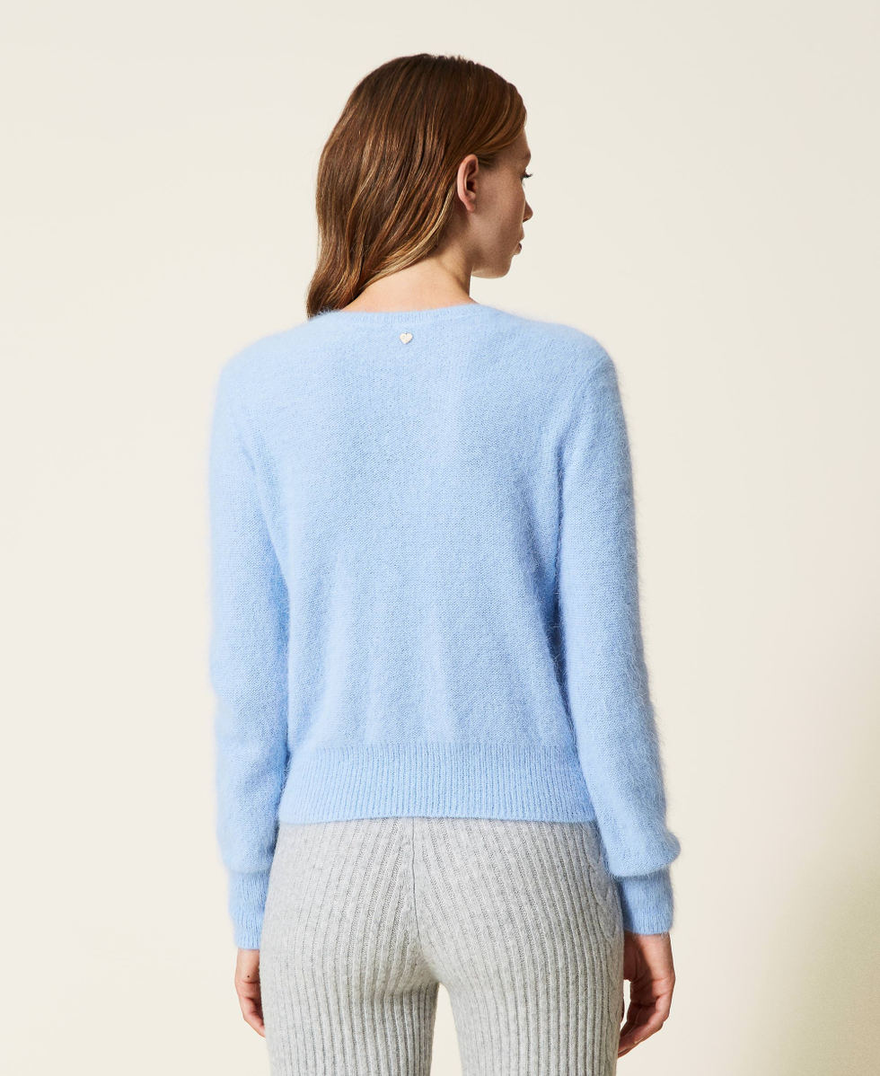 Angora blend jumper with cable knit