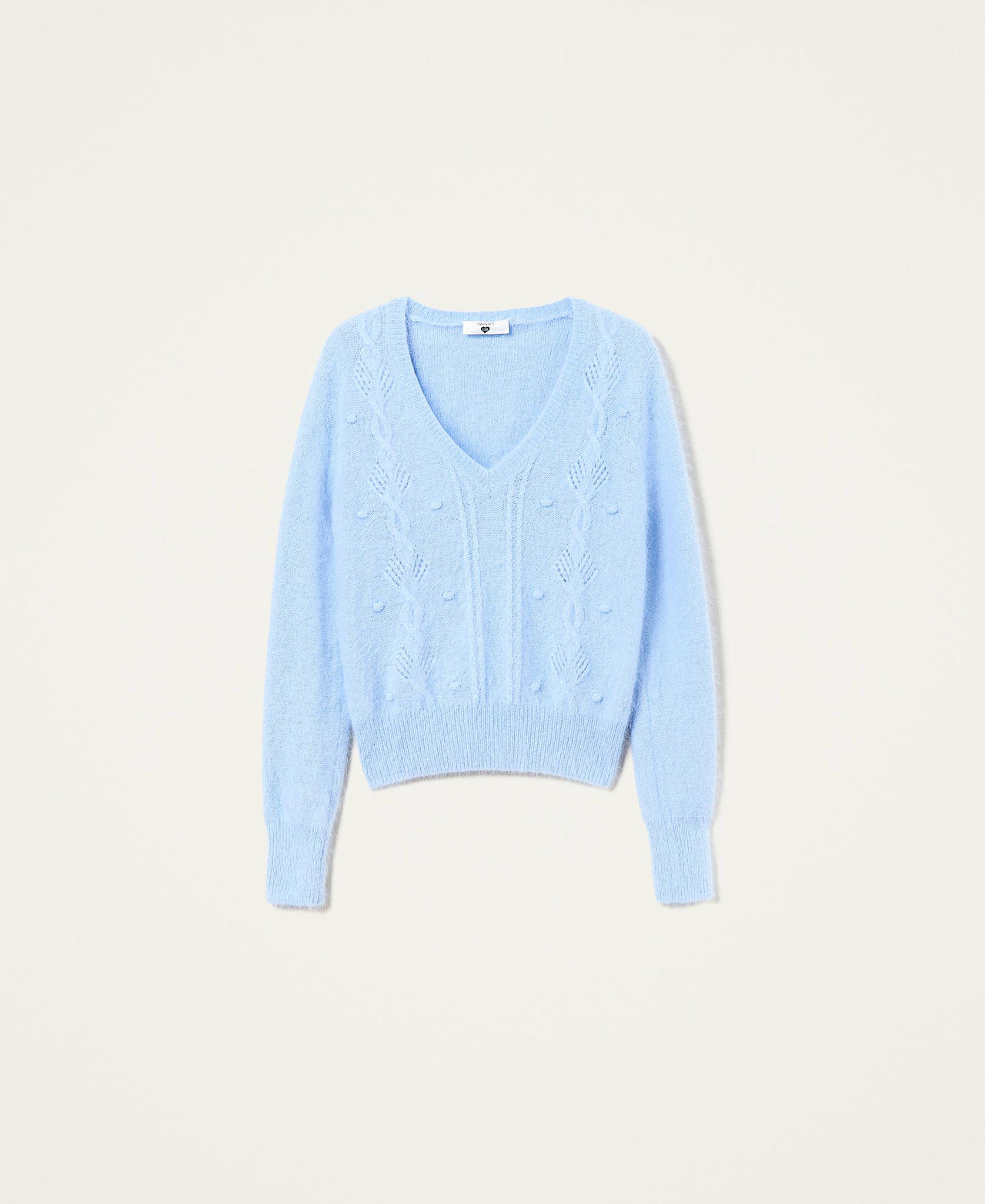 Angora blend jumper with cable knit