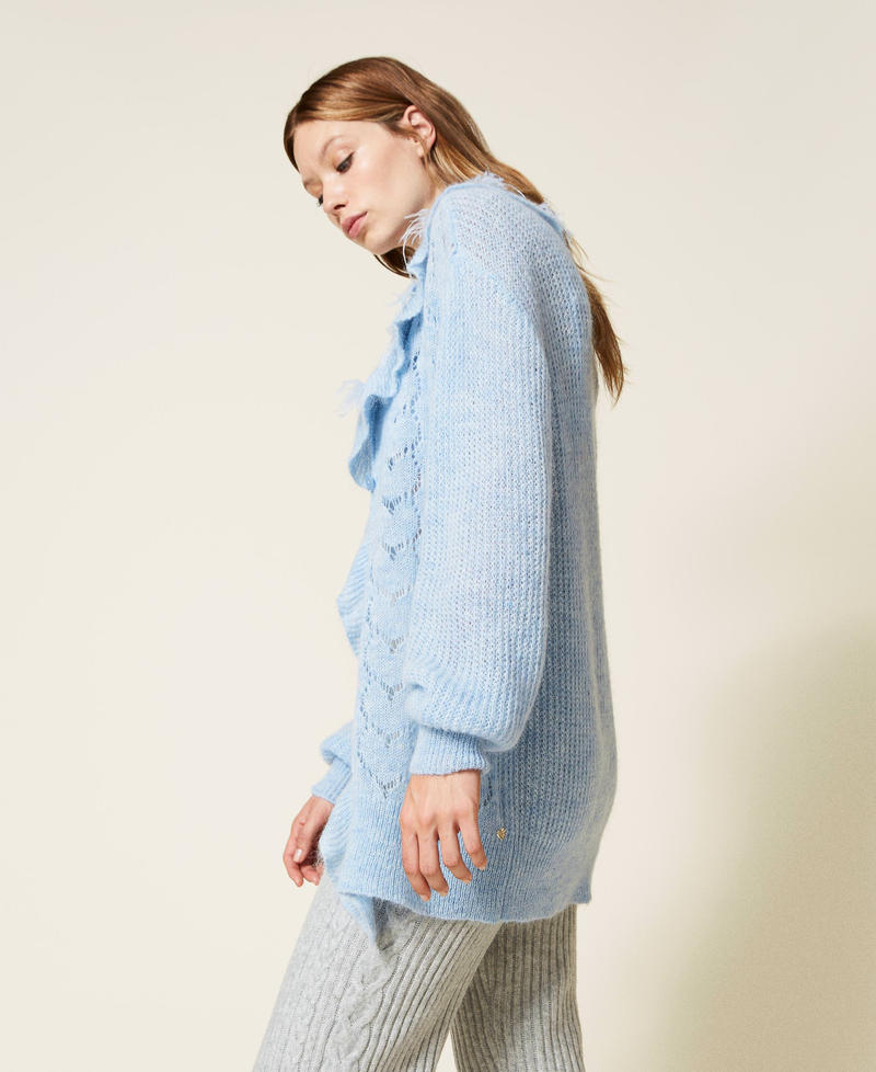 Cardigan oversize avec plumes et strass