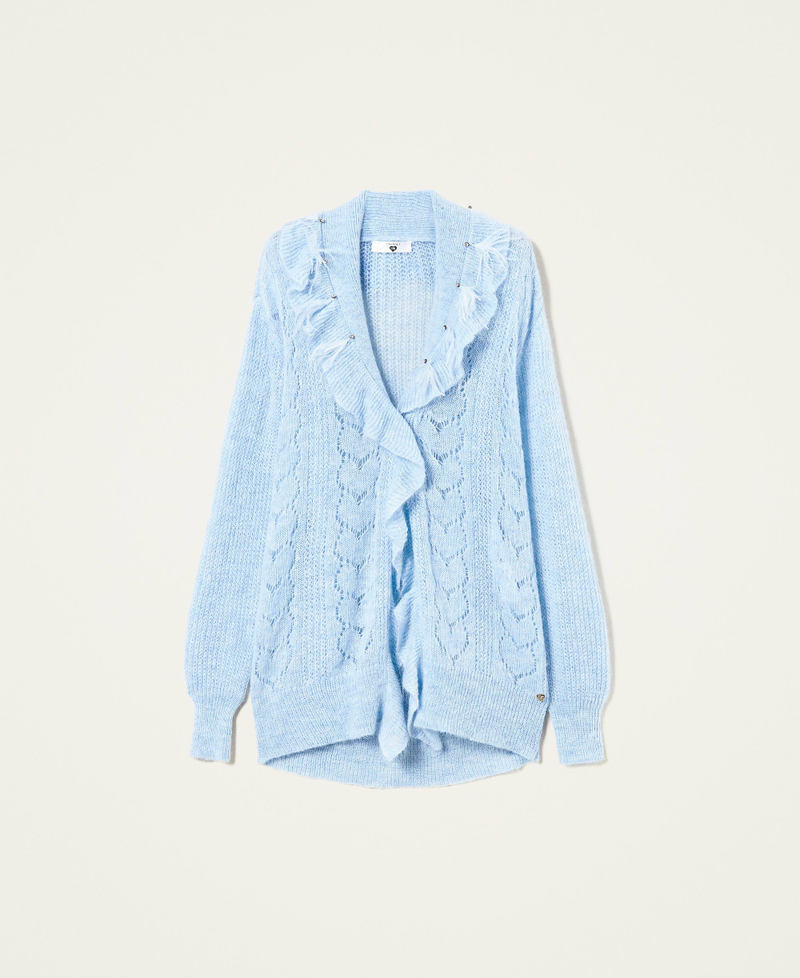 Oversized cardigan with feathers and rhinestones