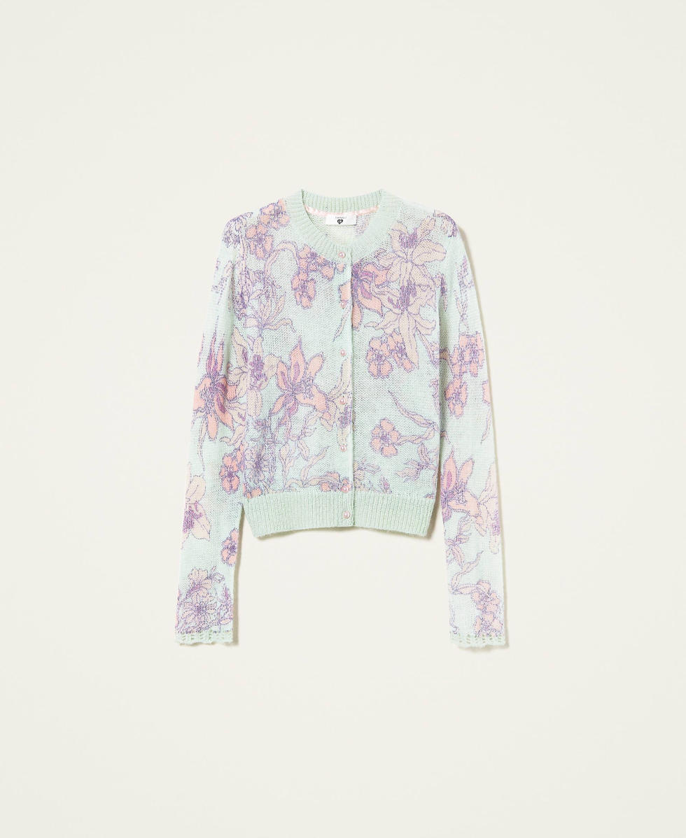 C&aacute;rdigan corto con estampado de flores