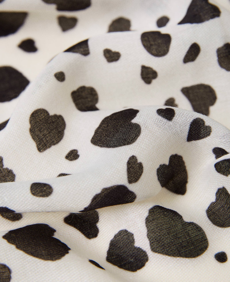 Kefiah with print and contrasting logo Two-tone Black / "Sugar" White Woman 222LL41KK_10208_03