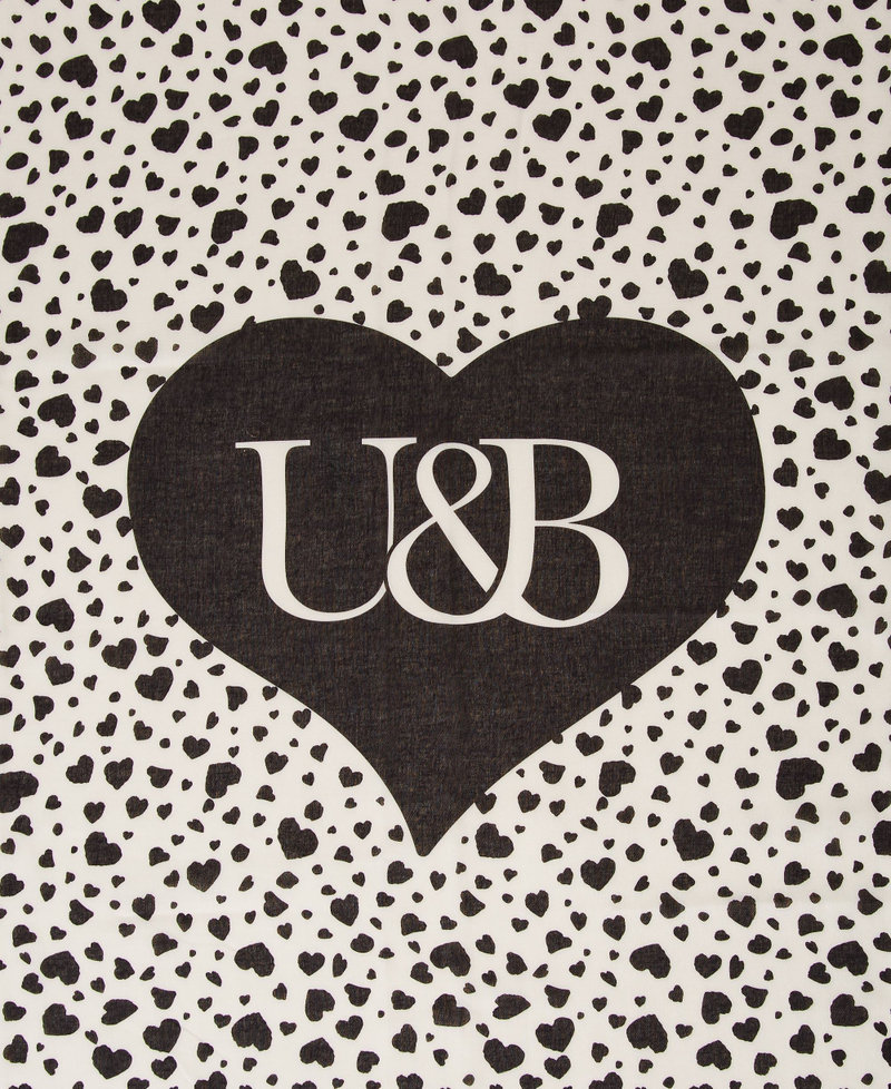 Kefiah with print and contrasting logo Two-tone Black / "Sugar" White Woman 222LL41KK_10208_04